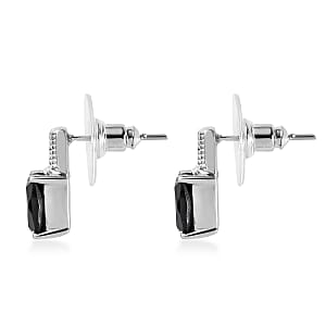 Thai Black Spinel Solitaire Stud Earrings in Stainless Steel 4.10 ctw