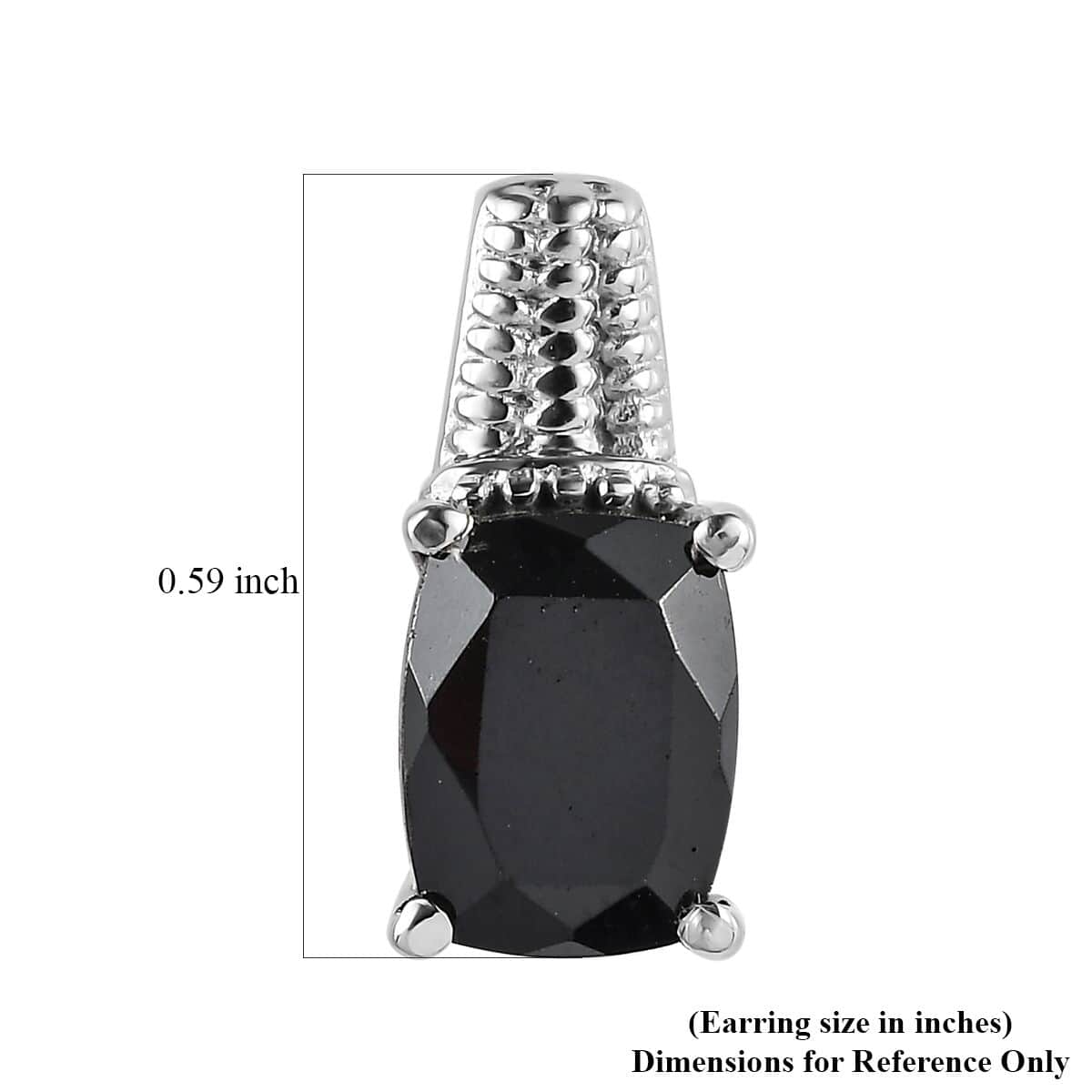 Thai Black Spinel Solitaire Stud Earrings in Stainless Steel 4.10 ctw image number 5