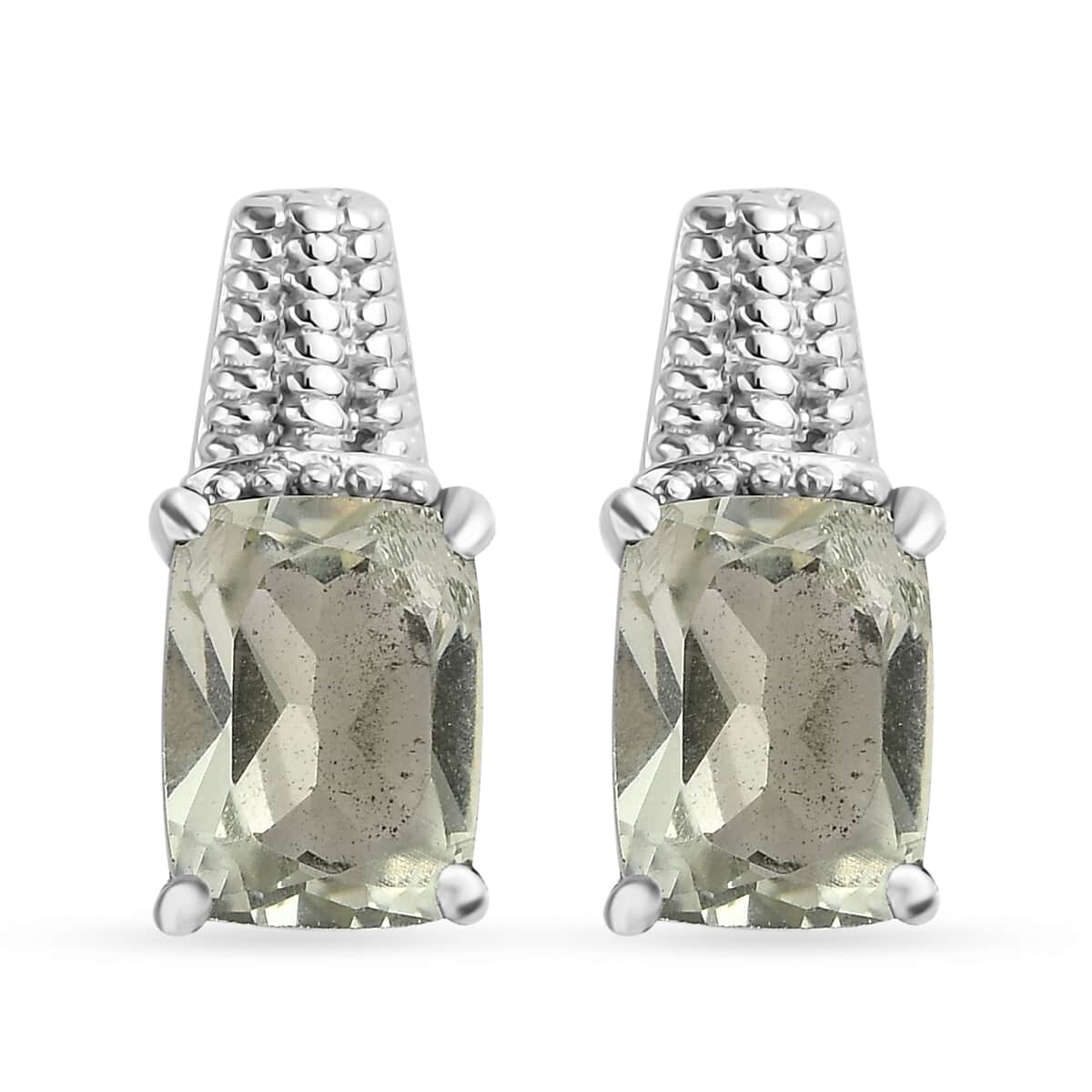 Montezuma Prasiolite 3.00 ctw Stud Earrings in Stainless Steel image number 0