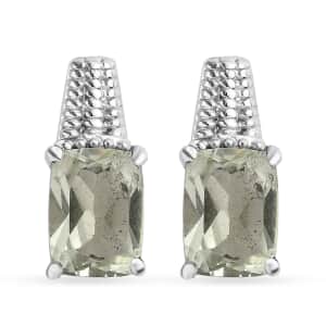 Montezuma Prasiolite 3.00 ctw Stud Earrings in Stainless Steel