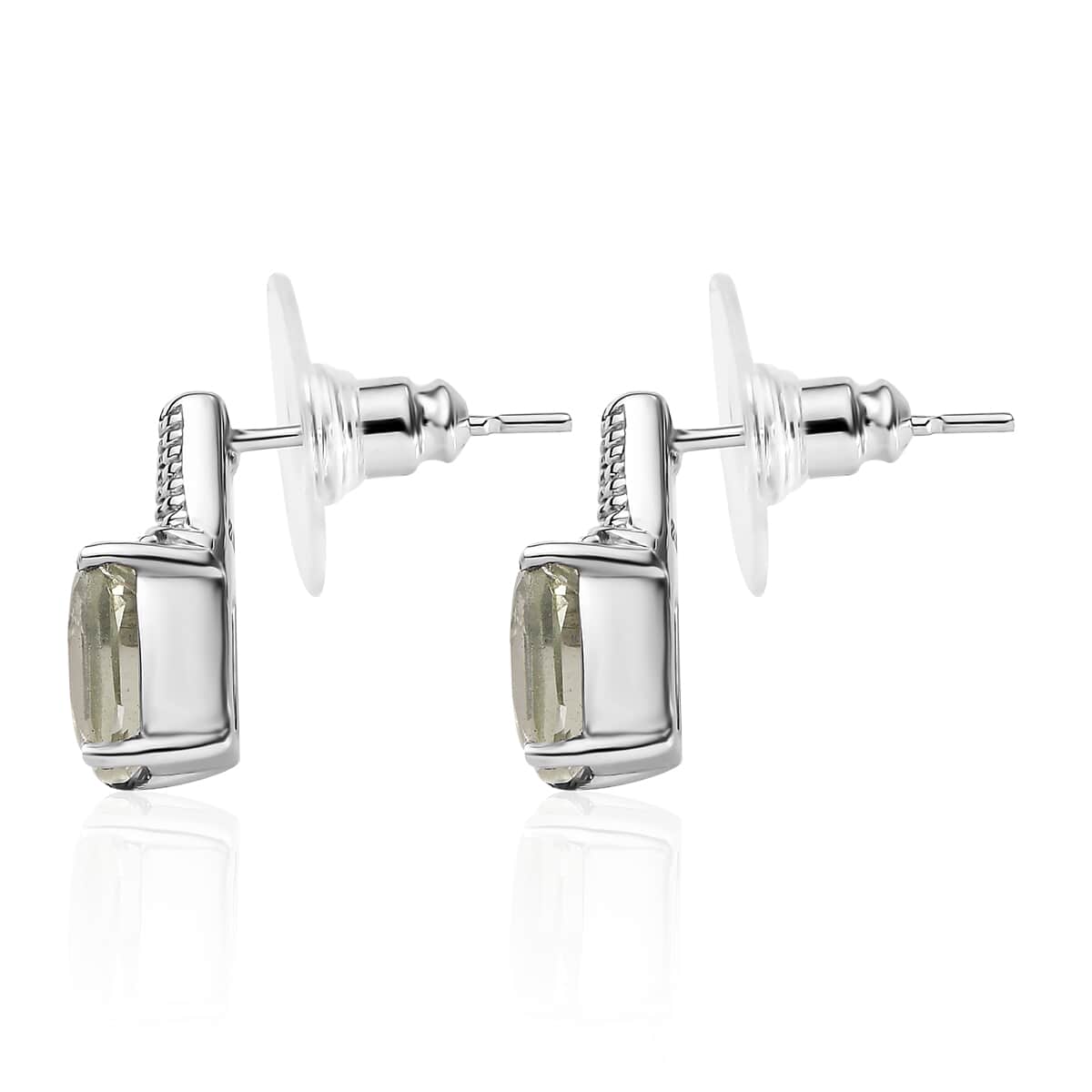 Montezuma Prasiolite 3.00 ctw Stud Earrings in Stainless Steel image number 3