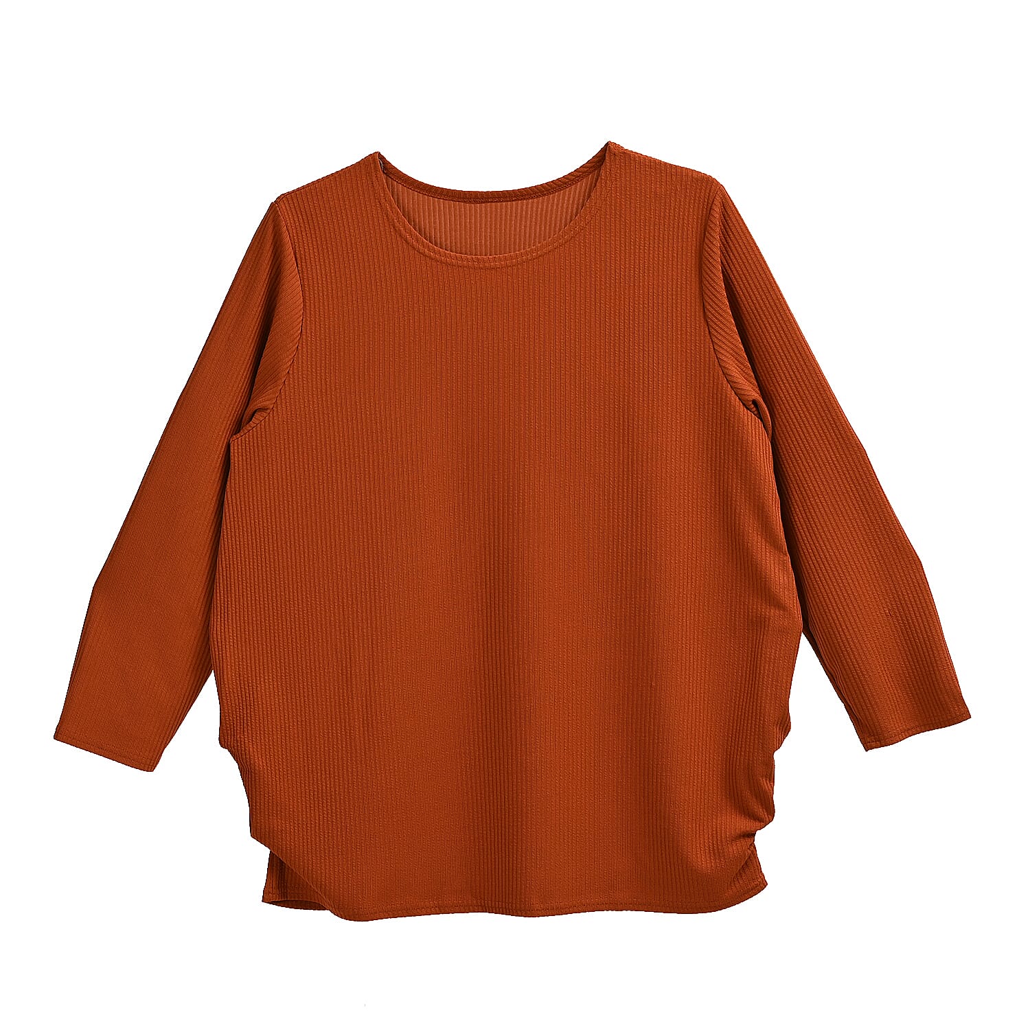 Tamsy Rust Rib Knit Long Sleeve Top - One Size Fits Most