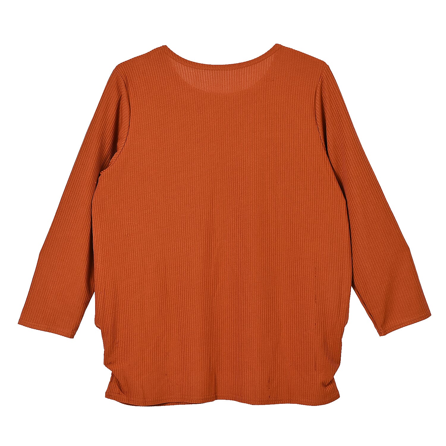 Tamsy Rust Rib Knit Long Sleeve Top - One Size Fits Most
