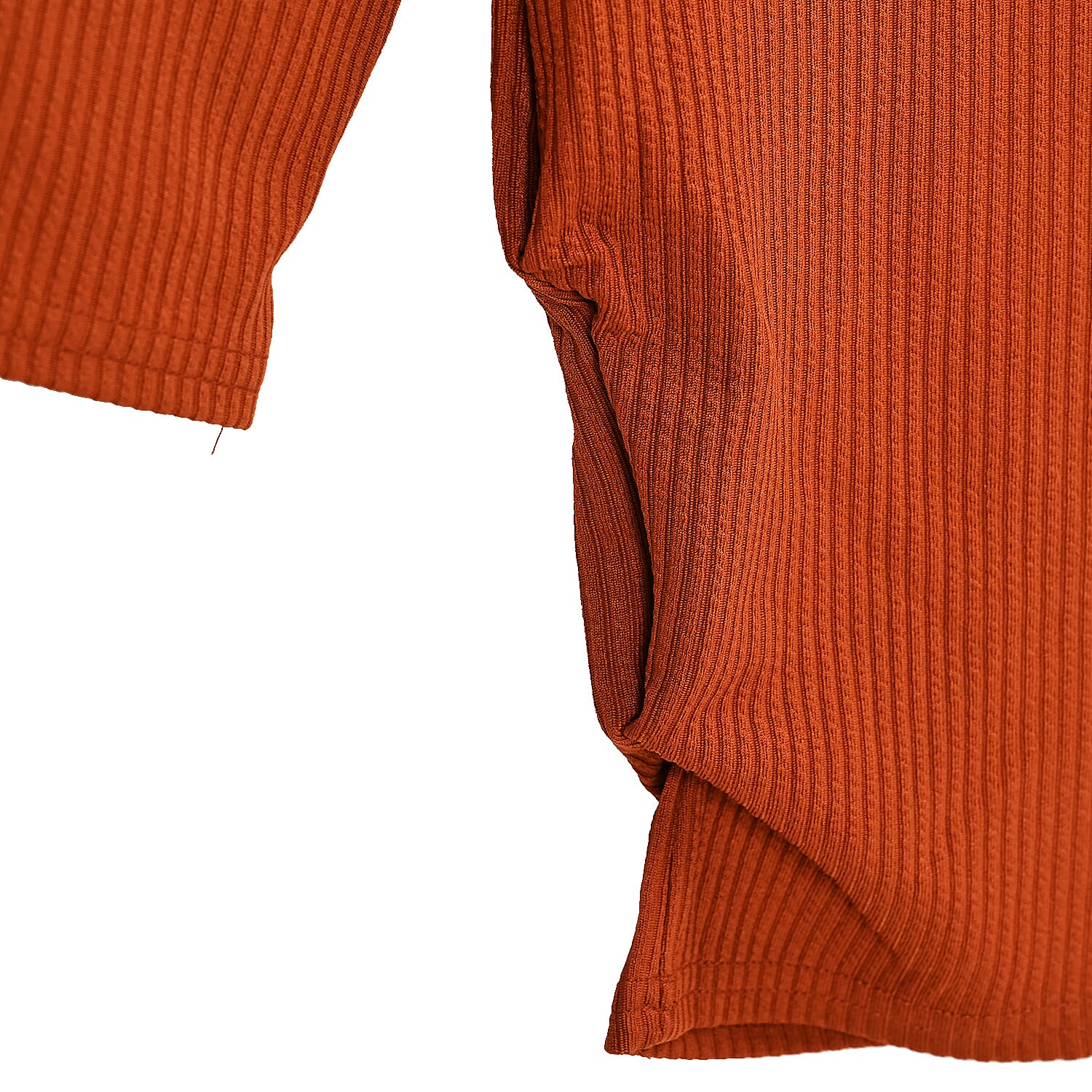 Tamsy Rust Rib Knit Long Sleeve Top - One Size Fits Most