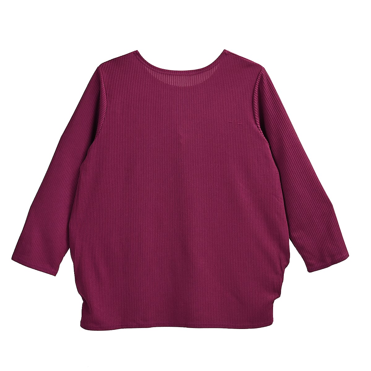 Tamsy Maroon Rib Knit Long Sleeve Top - One Size Fits Most image number 1