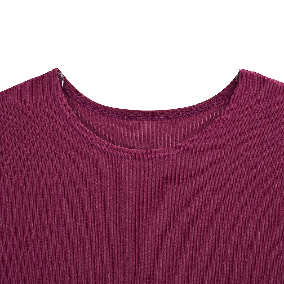 Tamsy Maroon Rib Knit Long Sleeve Top - One Size Fits Most image number 2