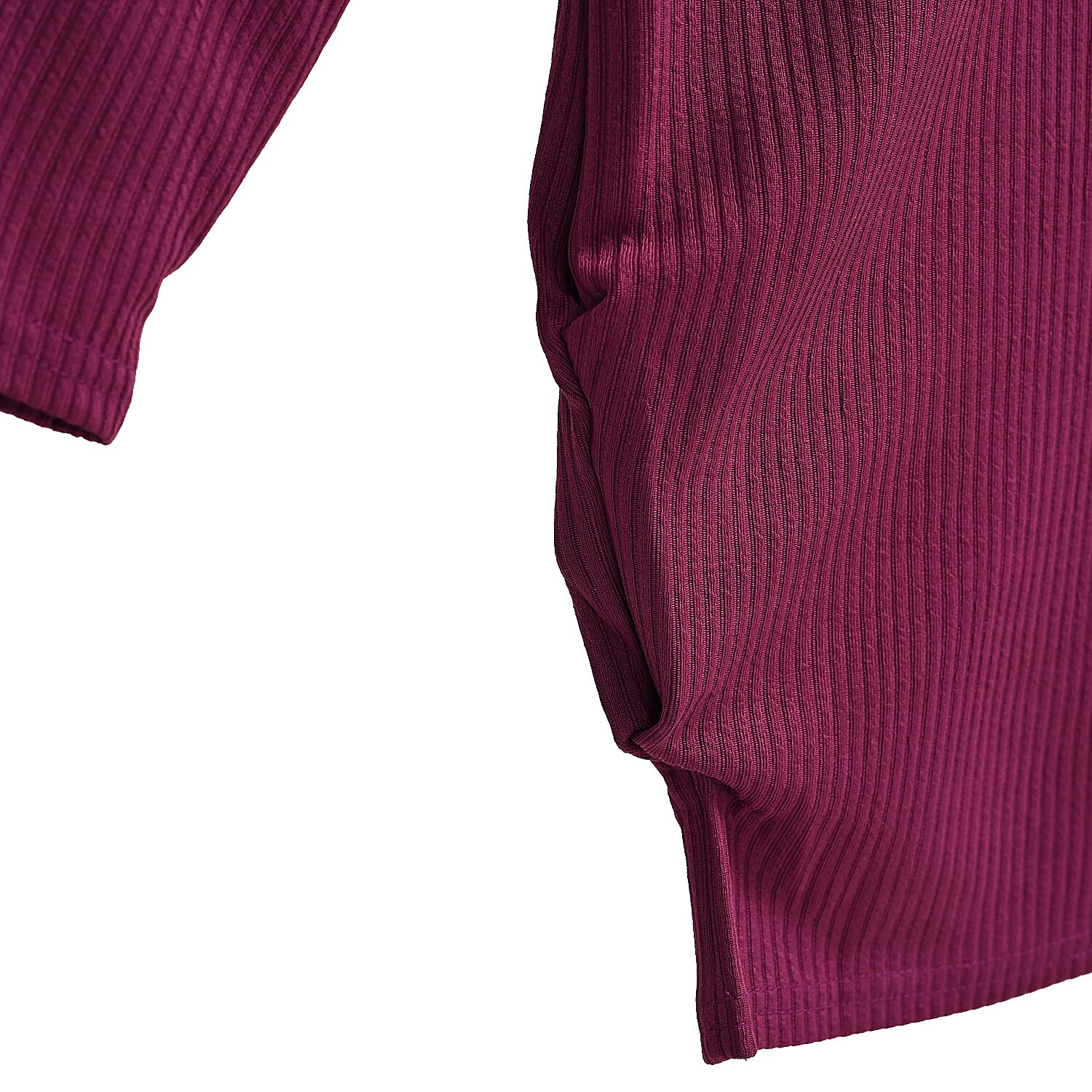 Tamsy Maroon Rib Knit Long Sleeve Top - One Size Fits Most