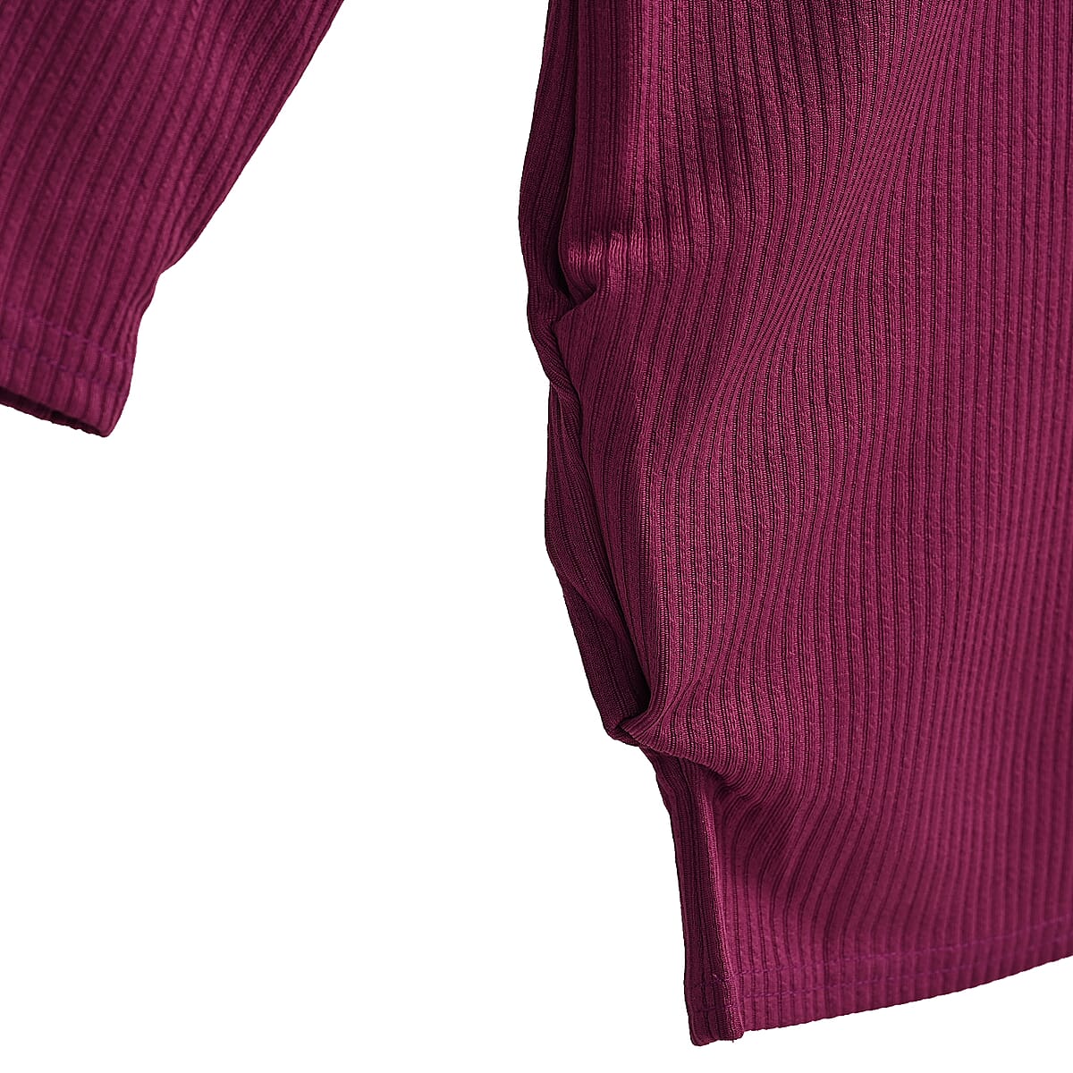 Tamsy Maroon Rib Knit Long Sleeve Top - One Size Fits Most image number 3