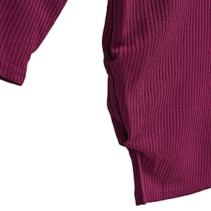 Tamsy Maroon Rib Knit Long Sleeve Top - One Size Fits Most