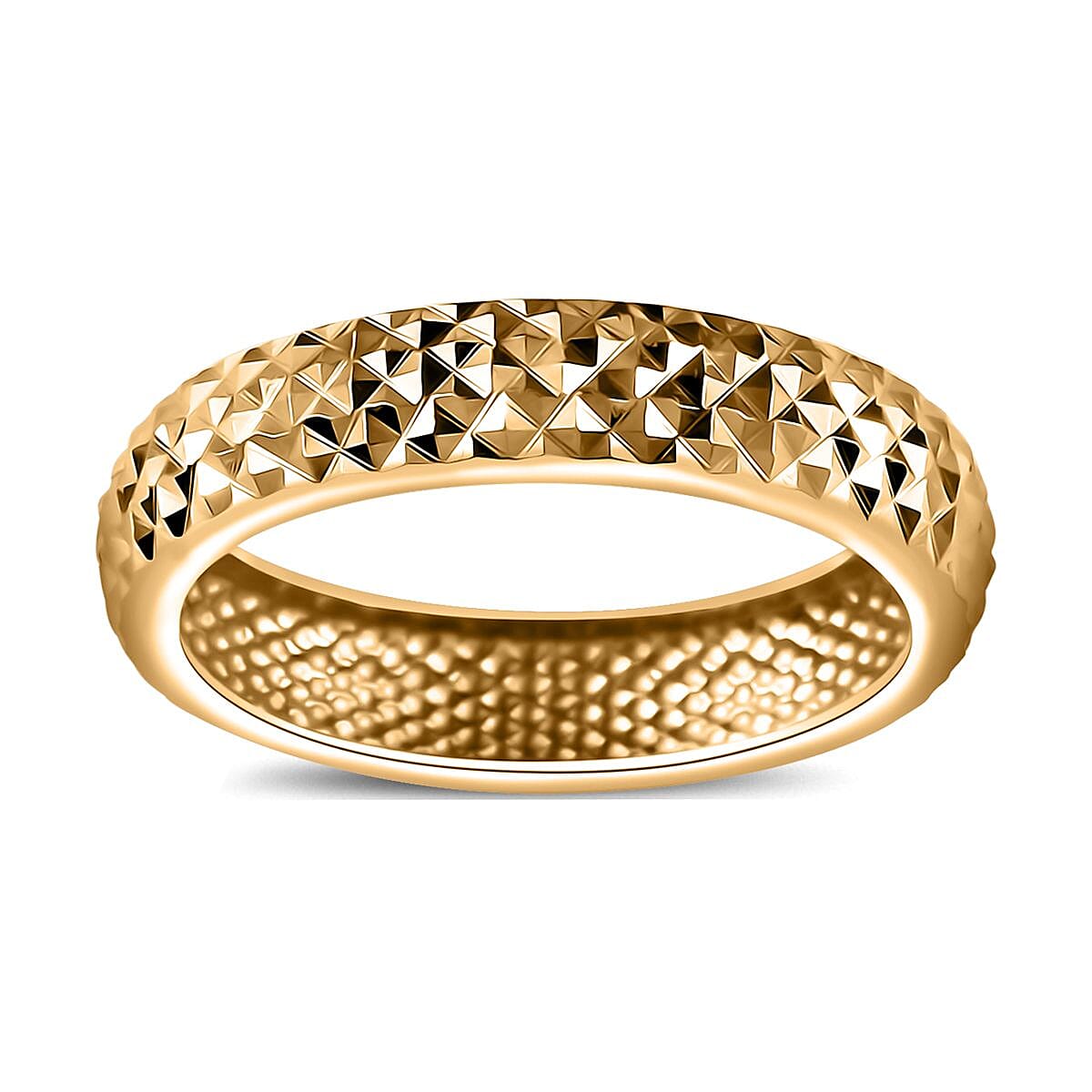24K Vermeil Yellow Gold Over Sterling Silver Diamond-Cut Band Ring (Size 10.0) 2.20 Grams