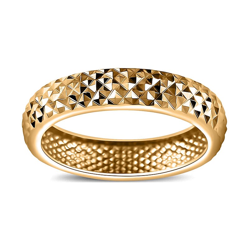 24K Vermeil Yellow Gold Over Sterling Silver Diamond-Cut Band Ring (Size 10.0) 2.20 Grams