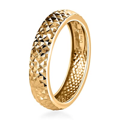 24K Vermeil Yellow Gold Over Sterling Silver Diamond-Cut Band Ring (Size 10.0) 2.20 Grams