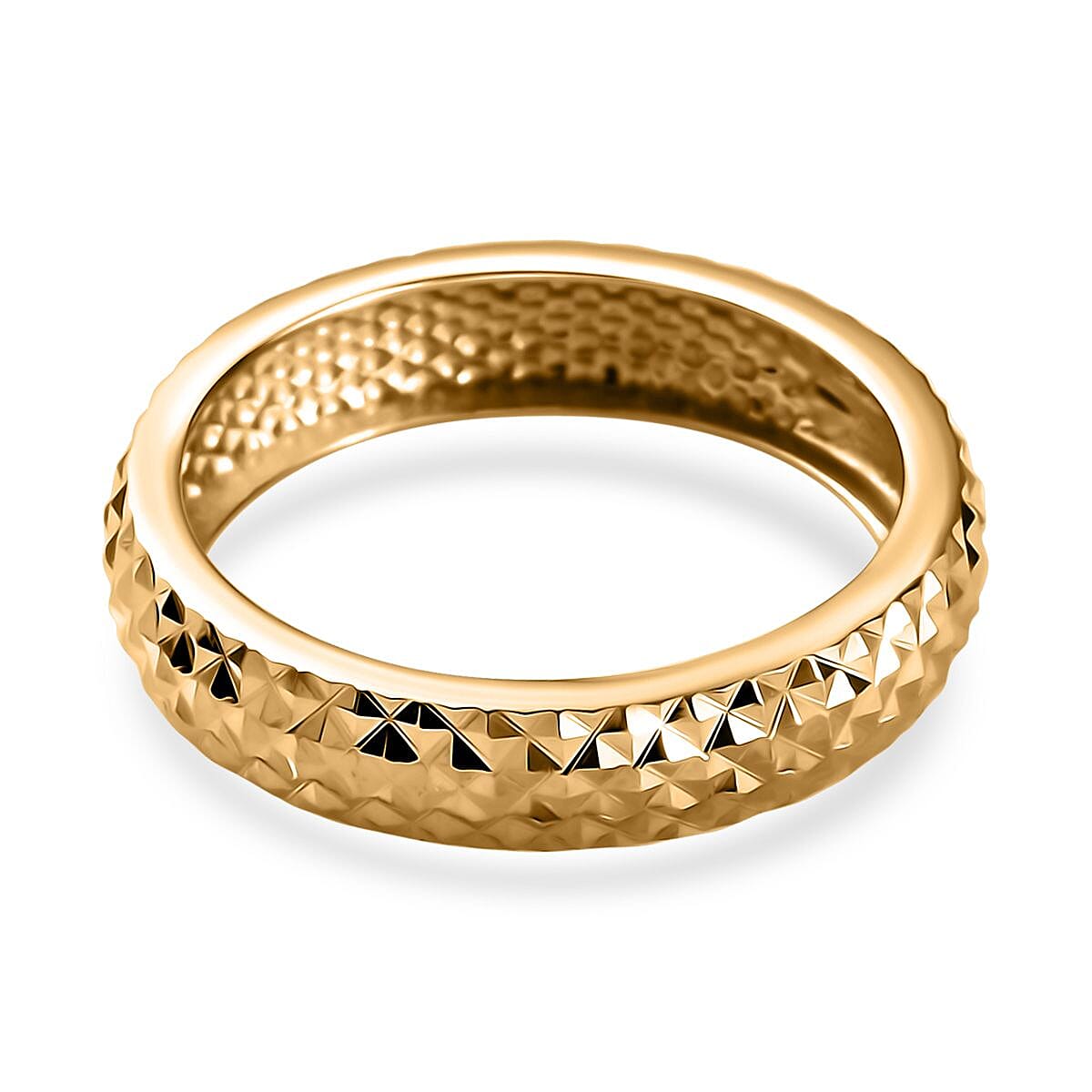24K Vermeil Yellow Gold Over Sterling Silver Diamond-Cut Band Ring (Size 10.0) 2.20 Grams