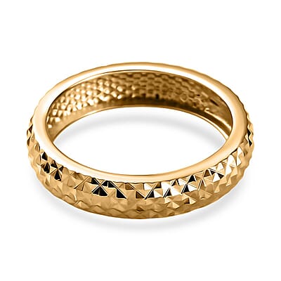 24K Vermeil Yellow Gold Over Sterling Silver Diamond-Cut Band Ring (Size 10.0) 2.20 Grams