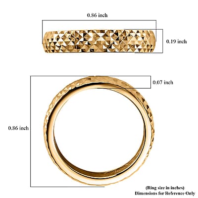 24K Vermeil Yellow Gold Over Sterling Silver Diamond-Cut Band Ring (Size 10.0) 2.20 Grams