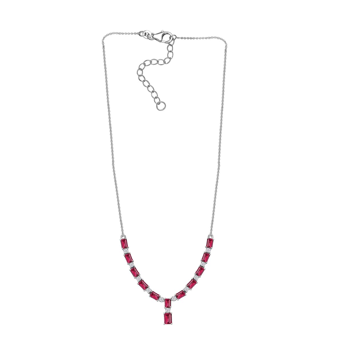 Tanzanian Wine Garnet and Moissanite Necklace 18-20 Inches in Platinum Over Sterling Silver 10.80 ctw image number 3