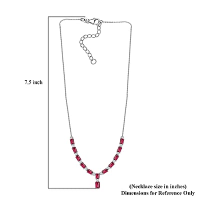 D'Joy Tanzanian Wine Garnet and Moissanite Necklace 18-20 Inches in Platinum Over Sterling Silver 10.80 ctw