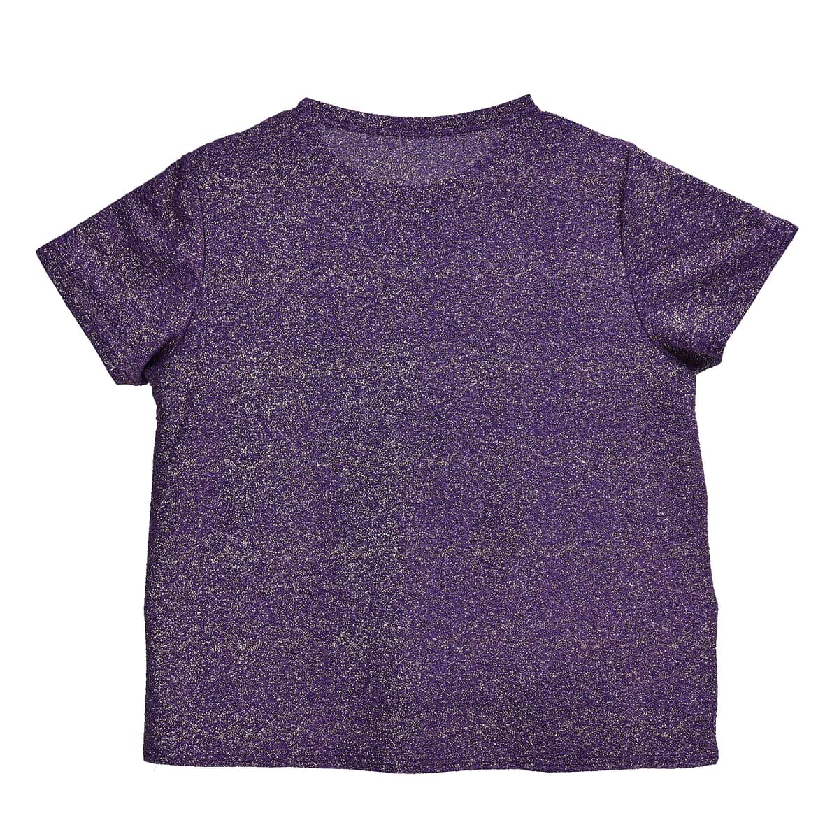 TLV Purple Glitter Crew Neck Short Sleeved Top image number 1