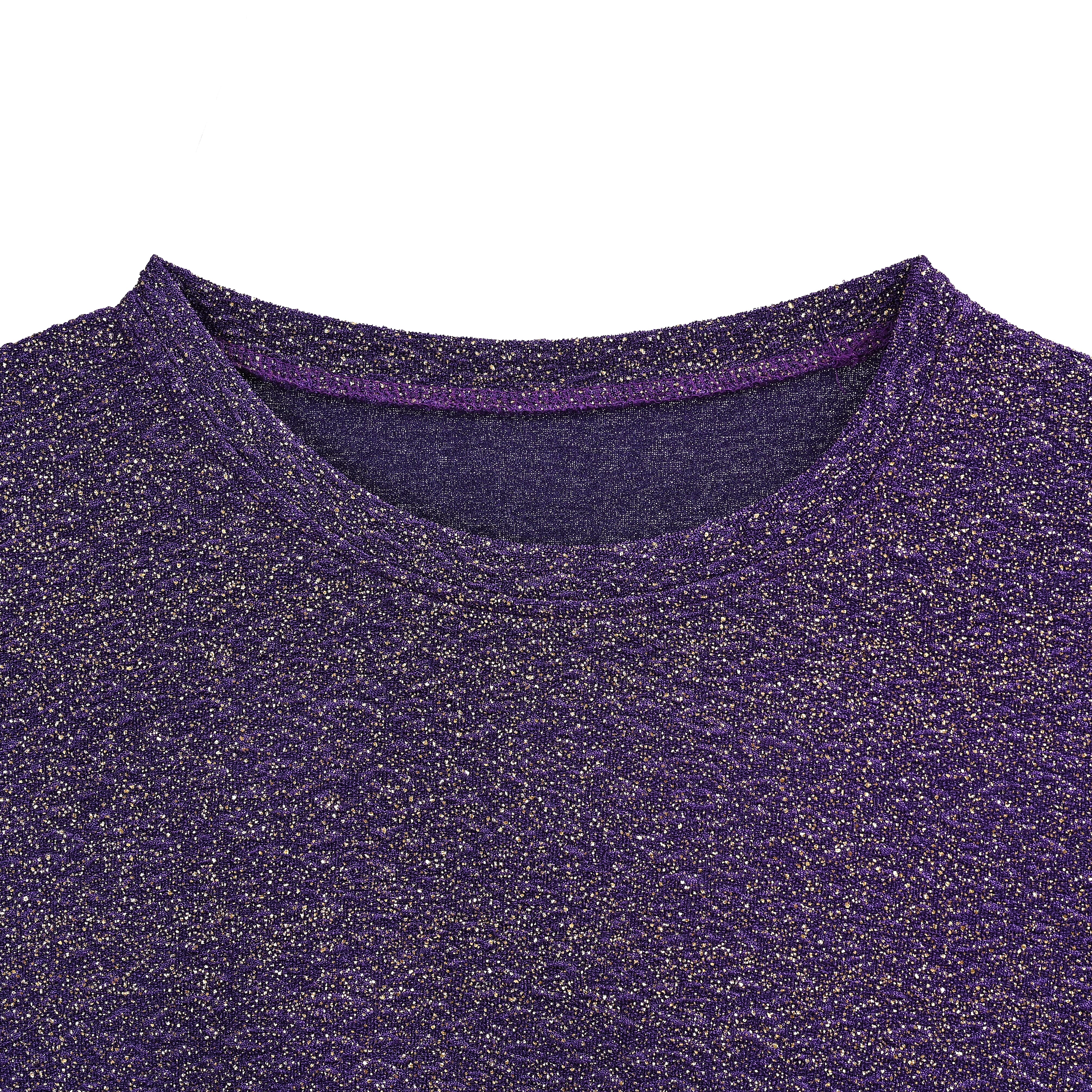 Tamsy Purple Women’s Metallic Sparkling Top - One Size Fits Most