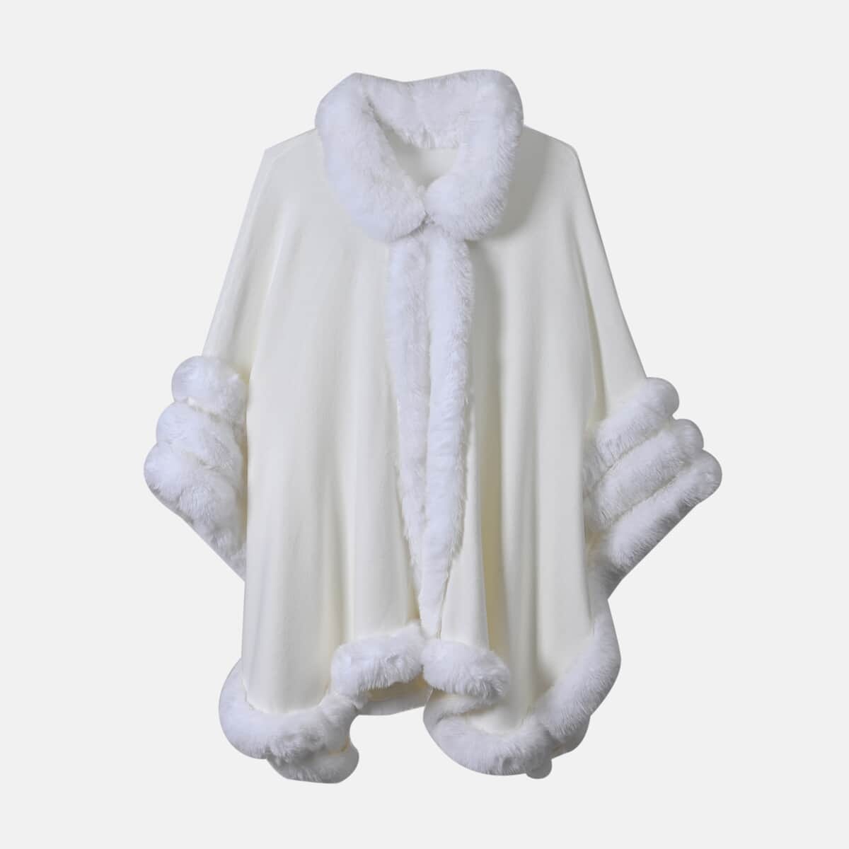 Alpine White Faux Fur Triple Trim Luxury Ruana - One Size Fits Most image number 0