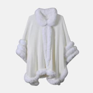 Alpine White Faux Fur Triple Trim Luxury Ruana - One Size Fits Most