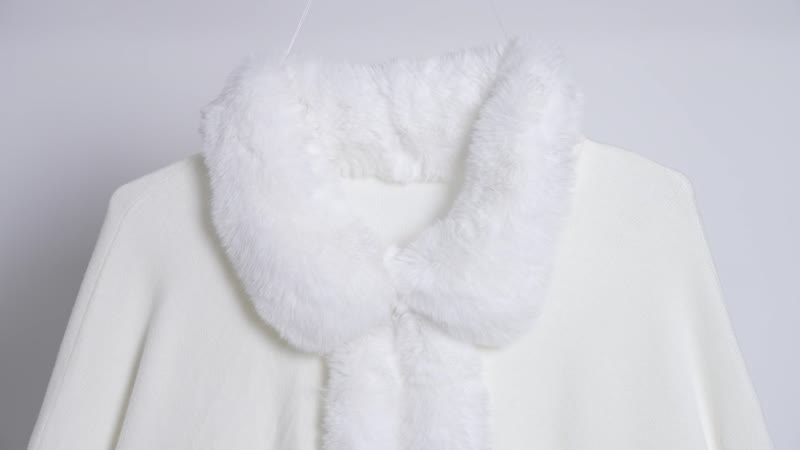 Alpine White Faux Fur Triple Trim Luxury Ruana - One Size Fits Most