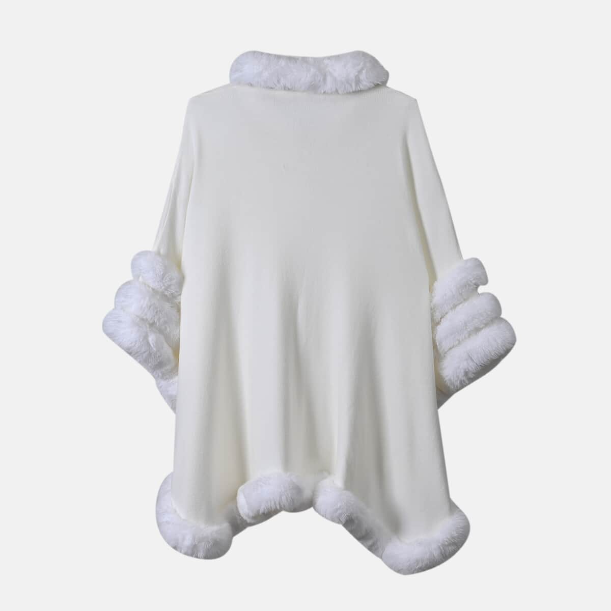 Alpine White Faux Fur Triple Trim Luxury Ruana - One Size Fits Most image number 1