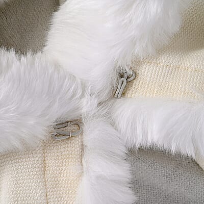Alpine White Faux Fur Triple Trim Luxury Ruana - One Size Fits Most