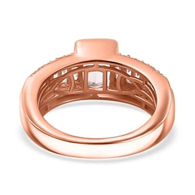 Morganite and White Zircon 2.47 ctw Ring in 18K Vermeil Rose Gold Over Sterling Silver (Size 9.0)