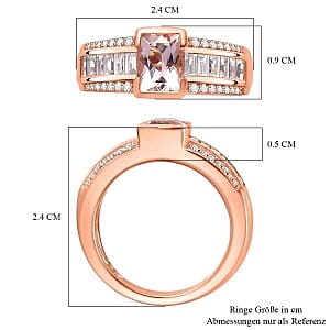 Morganite and White Zircon 2.47 ctw Ring in 18K Vermeil Rose Gold Over Sterling Silver (Size 9.0)