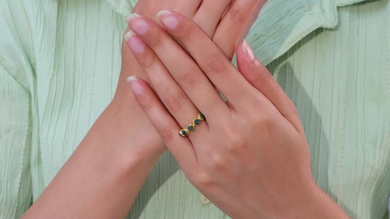 Green Diamond Floral Ring in Vermeil Yellow Gold Over Sterling Silver 0.33 ctw (Del. in 10-12 Days)