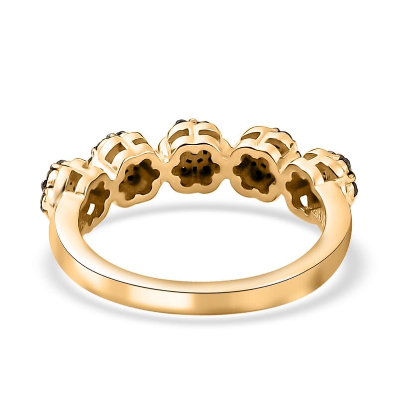 Green Diamond Floral Ring in Vermeil Yellow Gold Over Sterling Silver (Size 10.0) 0.33 ctw