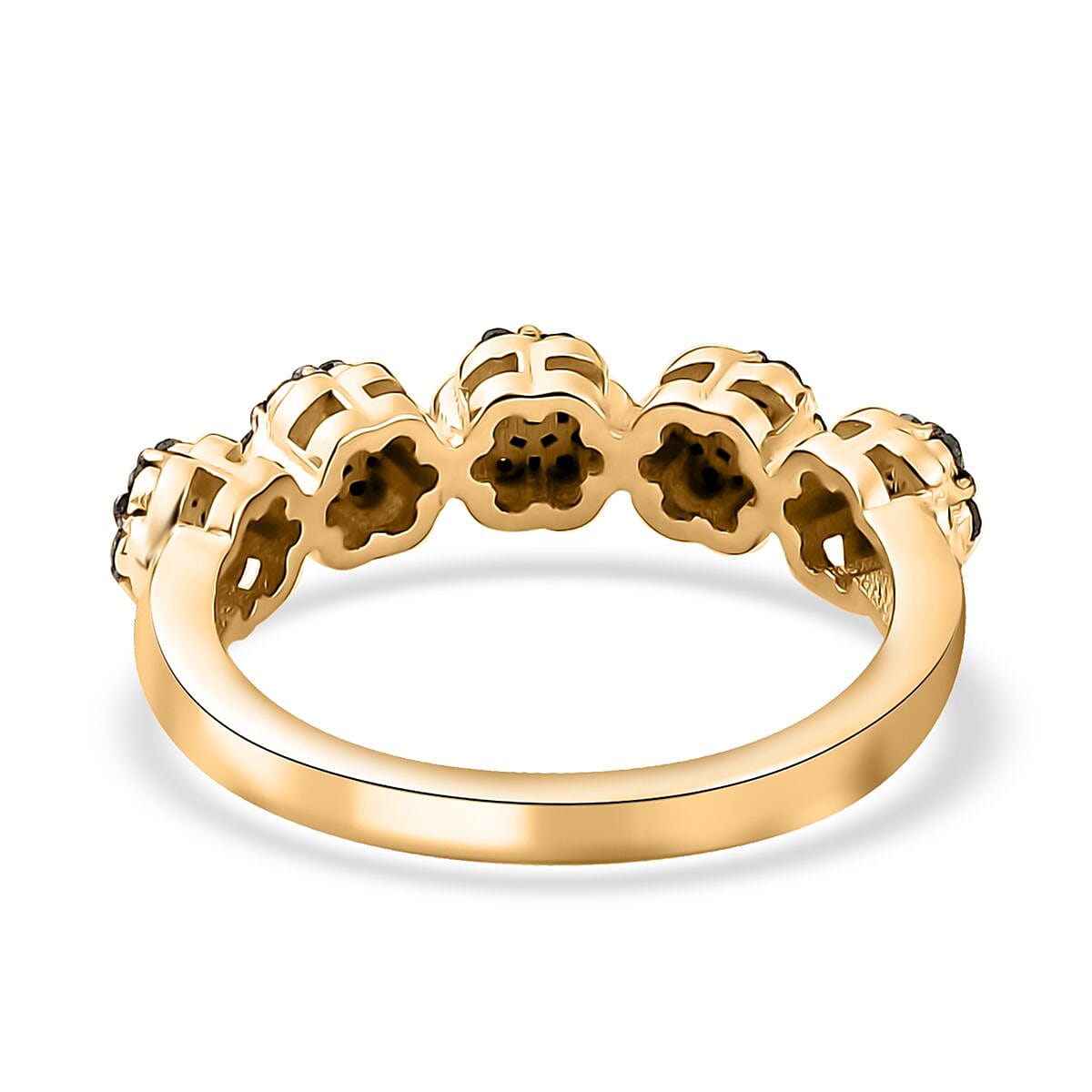 Green Diamond Floral Ring in Vermeil Yellow Gold Over Sterling Silver (Size 7.0) 0.33 ctw image number 4