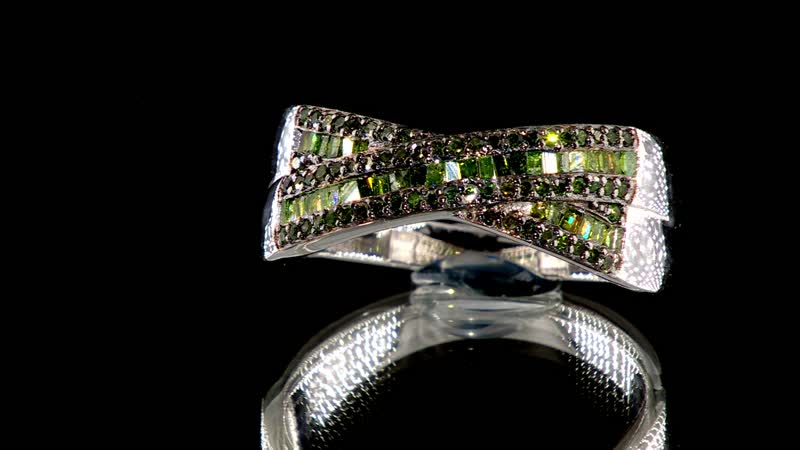 Green Diamond Ring in Rhodium Over Sterling Silver 0.50 ctw