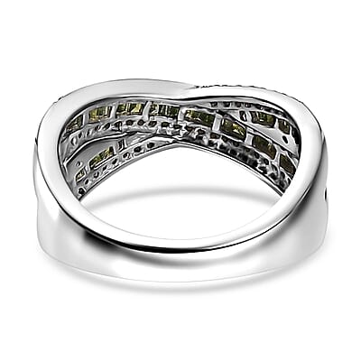 Green Diamond Ring in Rhodium Over Sterling Silver (Size 10.0) 0.50 ctw