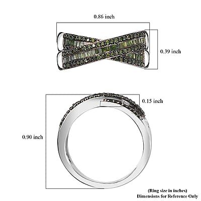 Green Diamond Ring in Rhodium Over Sterling Silver (Size 10.0) 0.50 ctw
