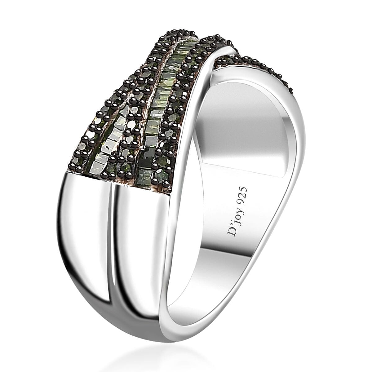 Green Diamond Ring in Rhodium Over Sterling Silver (Size 6.0) 0.50 ctw image number 3