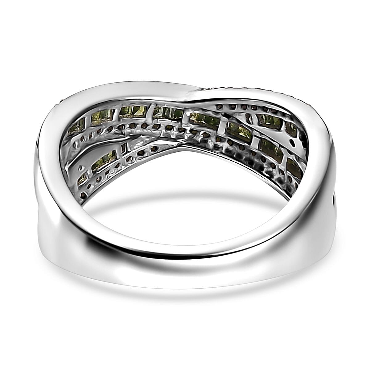 Green Diamond Ring in Rhodium Over Sterling Silver (Size 6.0) 0.50 ctw image number 4