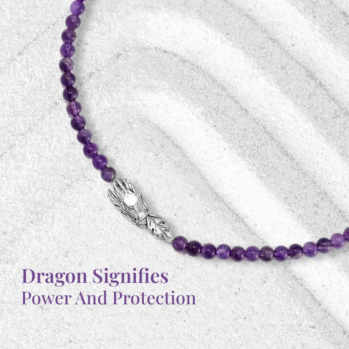 African Amethyst 5-7mm Beaded Dragon Necklace (20-22 Inches) in Stainless Steel 150.00 ctw image number 4