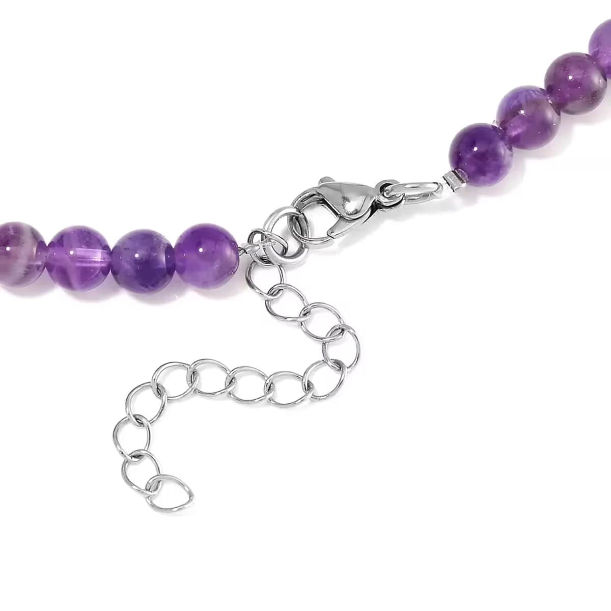 African Amethyst 5-7mm Beaded Dragon Necklace (20-22 Inches) in Stainless Steel 150.00 ctw image number 8