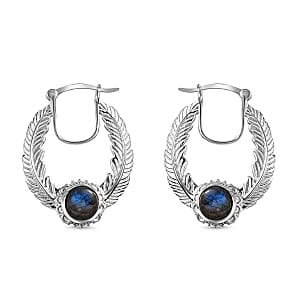 Labradorite 5.00 ctw Earrings in Rhodium Over Sterling Silver