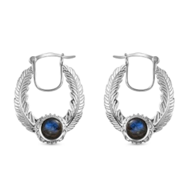 Labradorite 5.00 ctw Earrings in Rhodium Over Sterling Silver