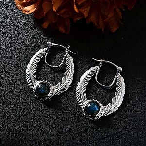 Labradorite 5.00 ctw Earrings in Rhodium Over Sterling Silver