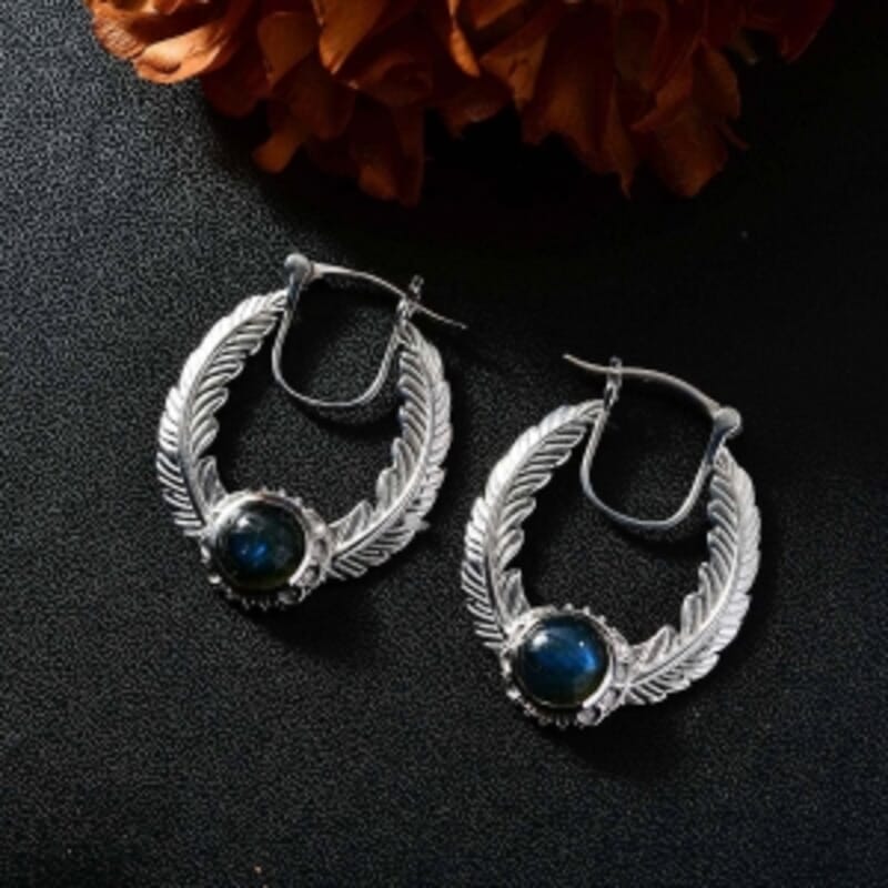 Labradorite 5.00 ctw Earrings in Rhodium Over Sterling Silver