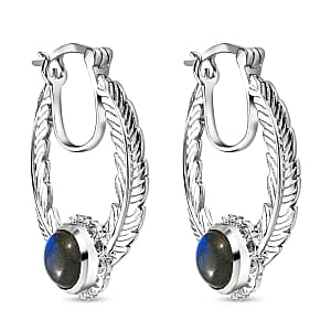 Labradorite 5.00 ctw Earrings in Rhodium Over Sterling Silver