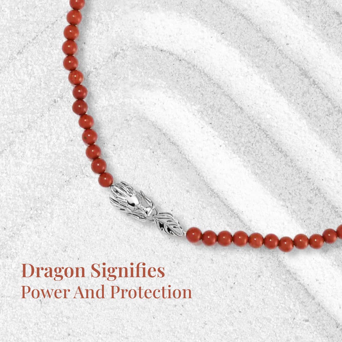 Red Jasper Beaded Necklace with Dragon Clasp 20-22 Inches in Stainless Steel 150.00 ctw image number 4