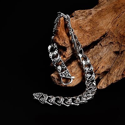 Bali Legacy Sterling Silver Hammer with Tulang Naga Bracelet (6.50 In) 20.90 Grams