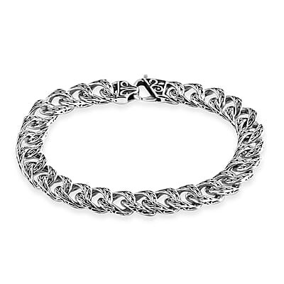 Bali Legacy Sterling Silver Hammer with Tulang Naga Bracelet (6.50 In) 20.90 Grams