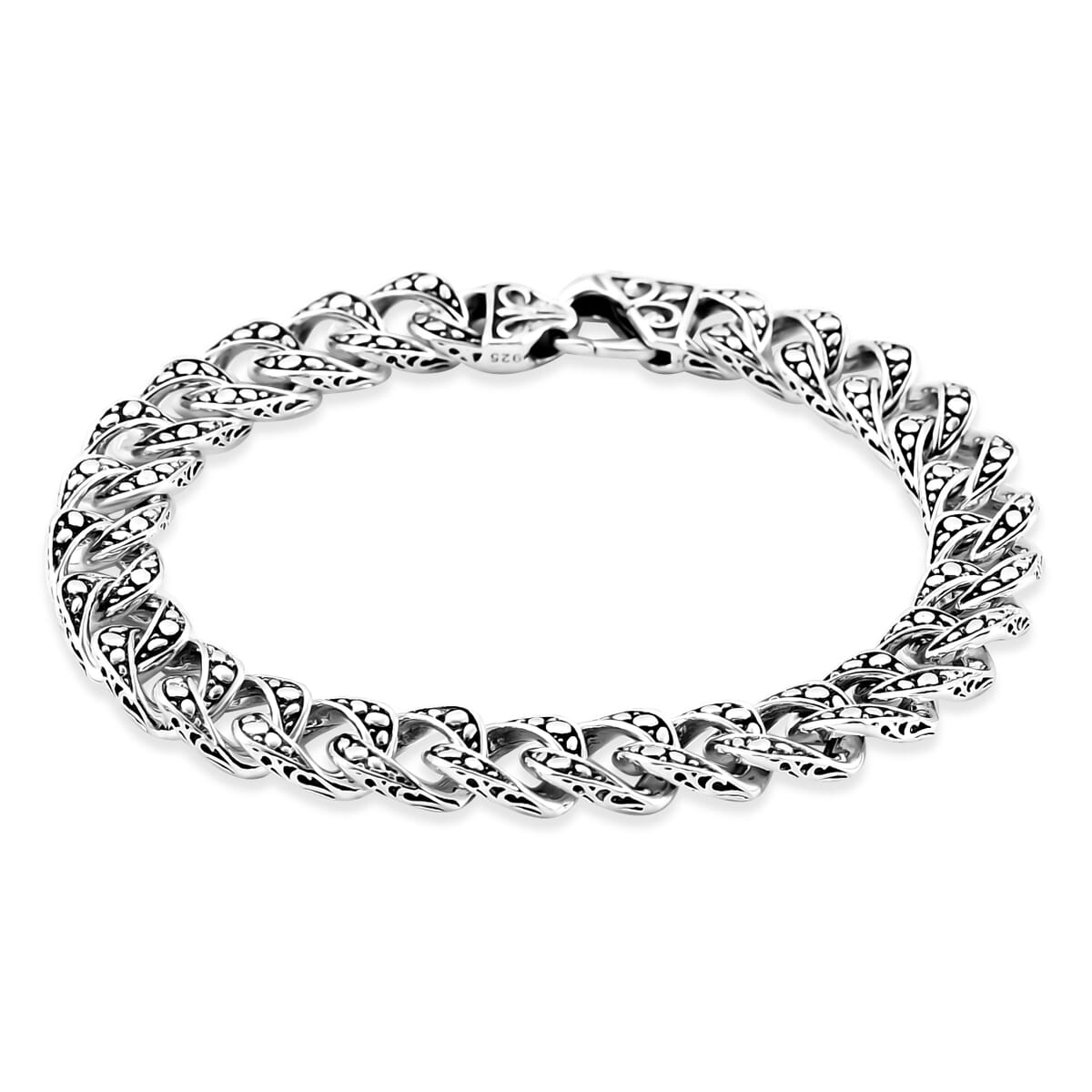 Bali Legacy Sterling Silver Hammer with Pebble Bracelet (8.00 In) 26.15 Grams image number 0