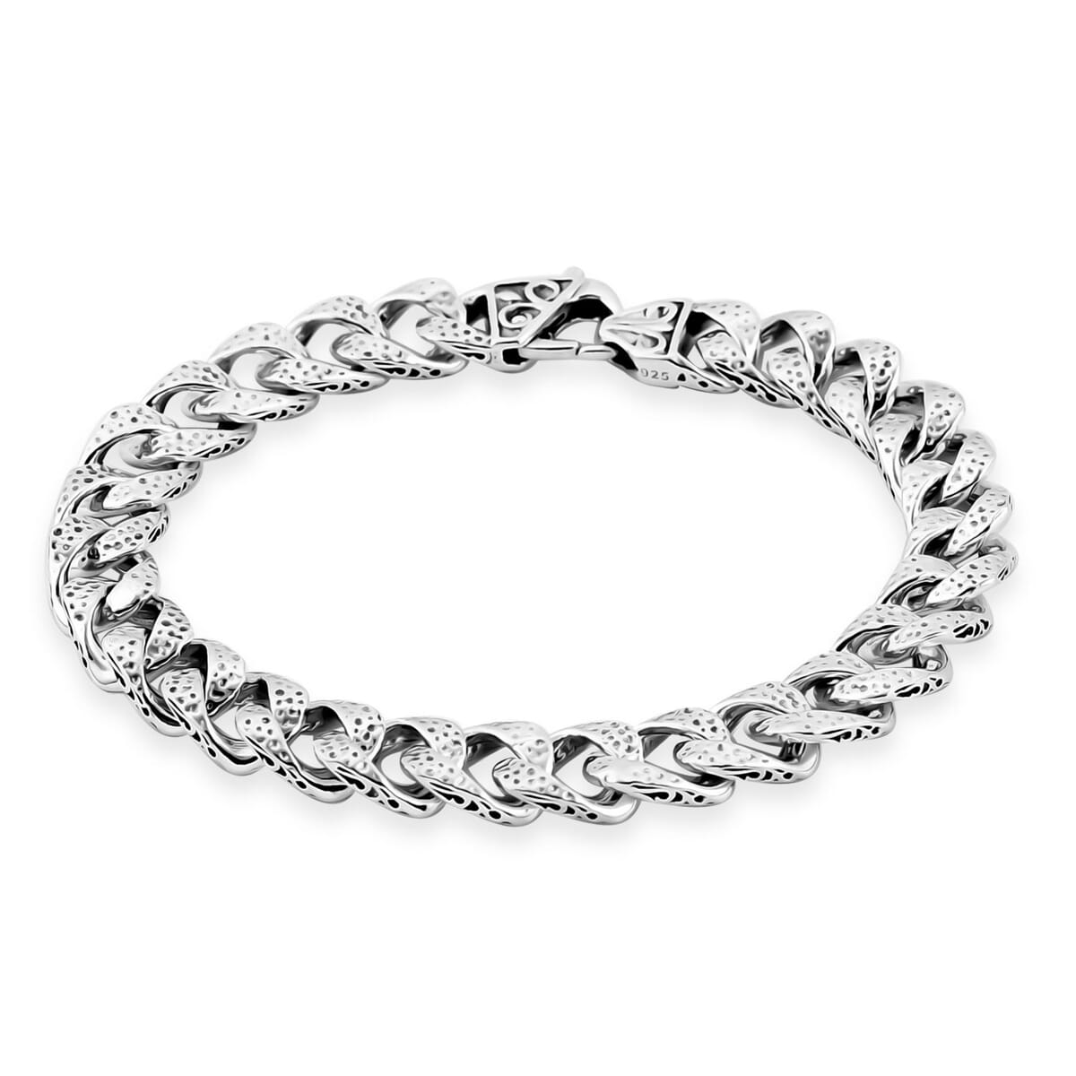 Bali Legacy Sterling Silver Hammer with Pebble Bracelet (8.00 In) 26.15 Grams image number 3